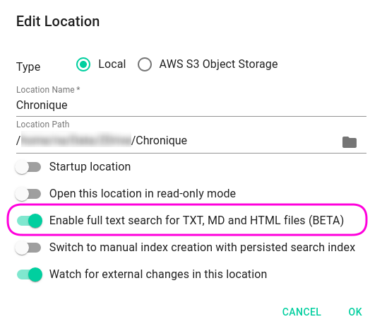 Options for searching by last modified date