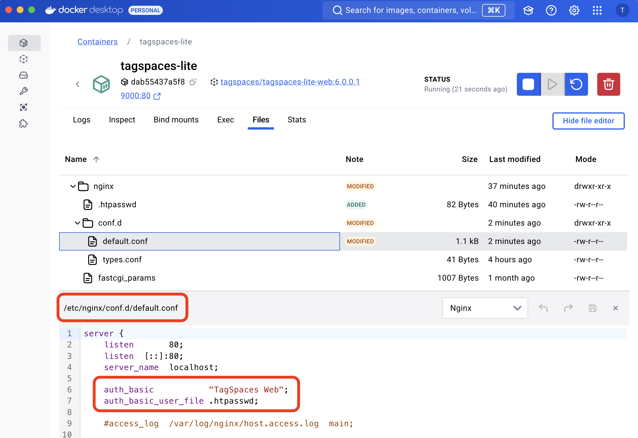 Adding basic auth to nginx