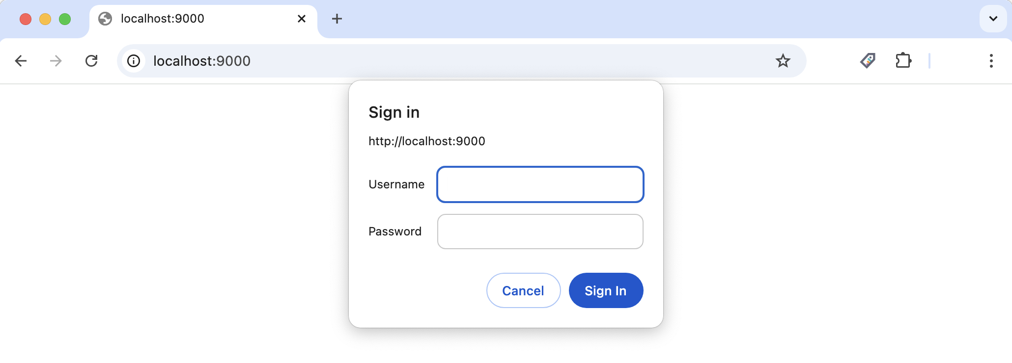 Basic auth dialog in Chrome