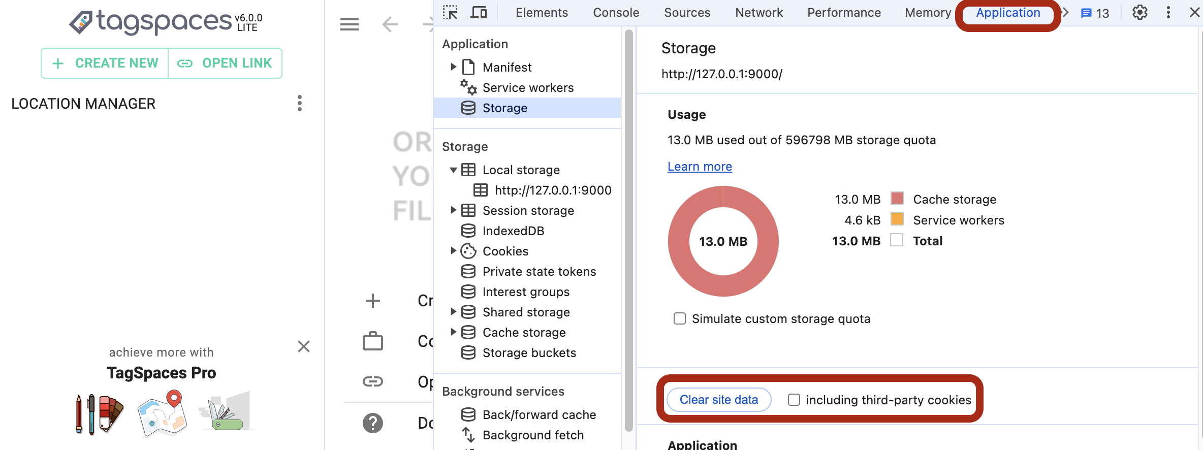 Clean local storage for TagSpaces web app