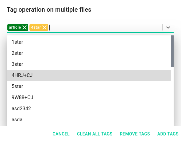 Dialog for tagging multiple files
