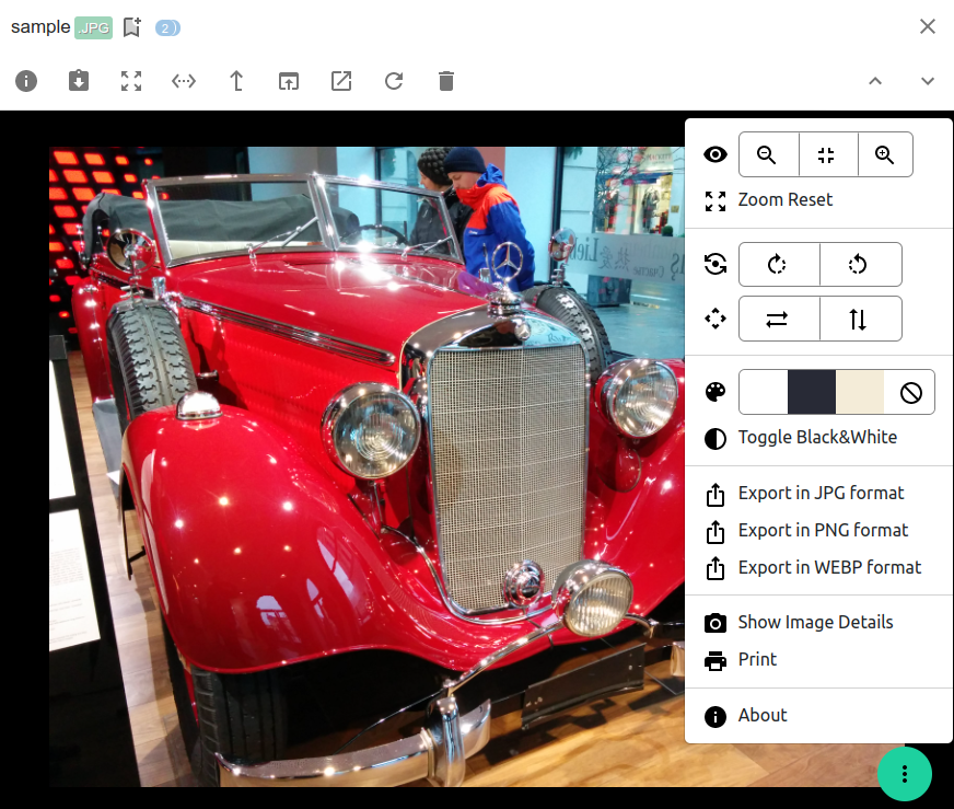 Screenshot of the image viewer extensions