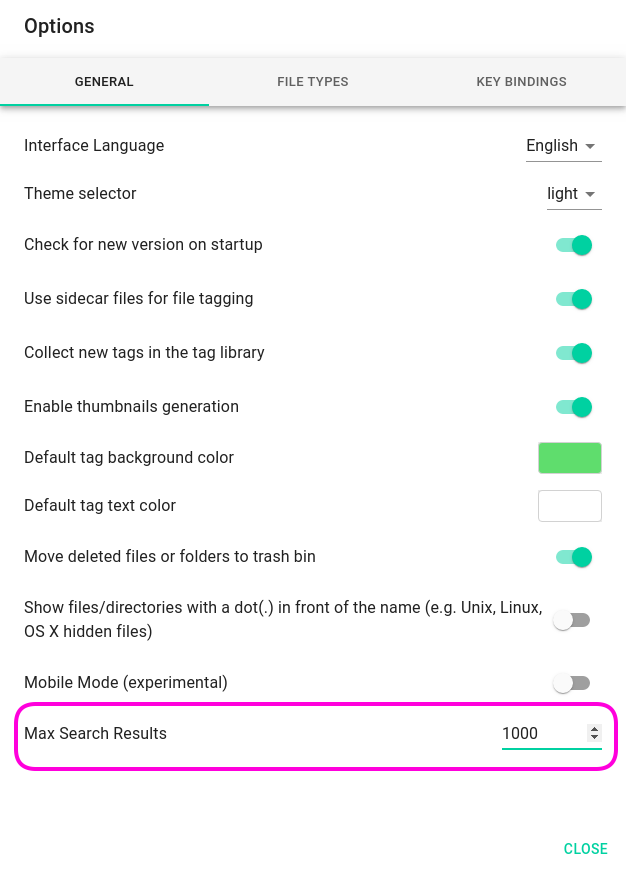 Adjust number of shown / found items in the perspectives