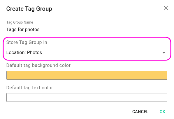 Creating location based tag group