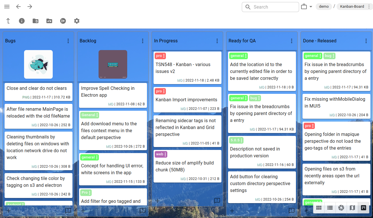 Preview of the Kanban perspective