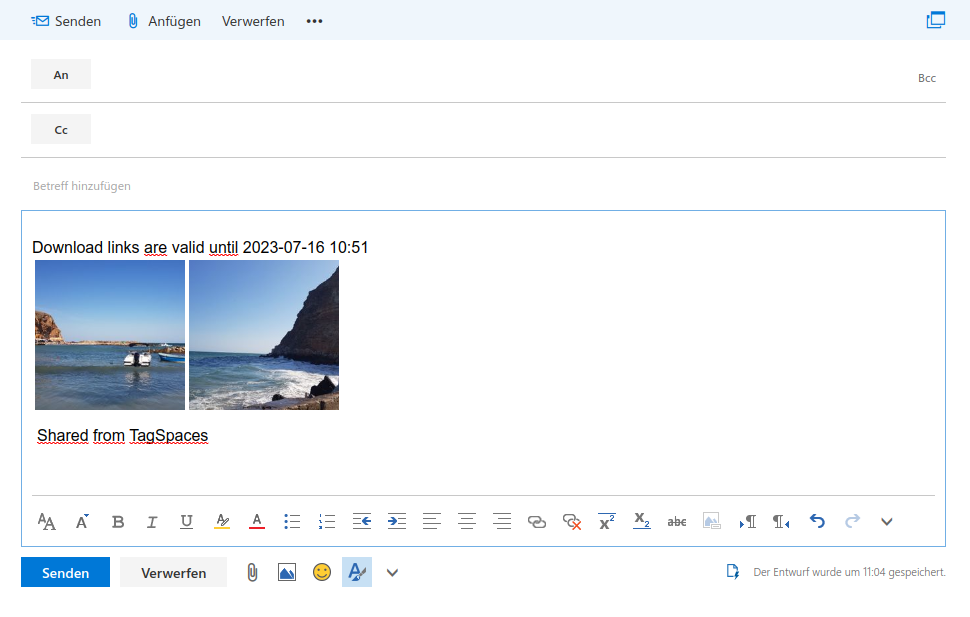 Sharing snippet in Outlook