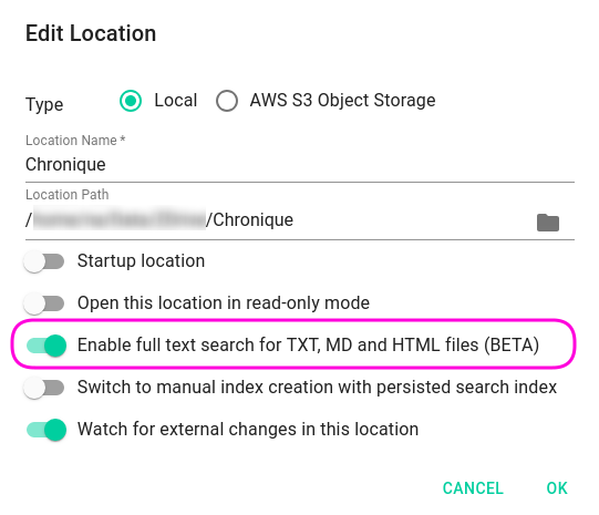 Enabling full-text indexing