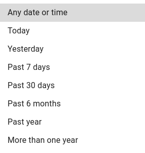 Options for searching by last modified date