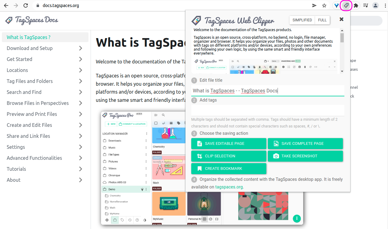 TagSpaces Web Clipper Introduction Video