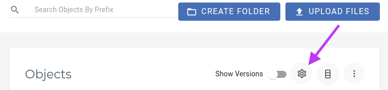 Open bucket settings